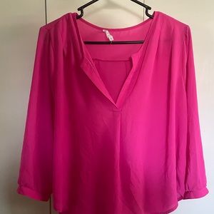 LUSH Boutique Hot Pink 3/4 Sleeve Top